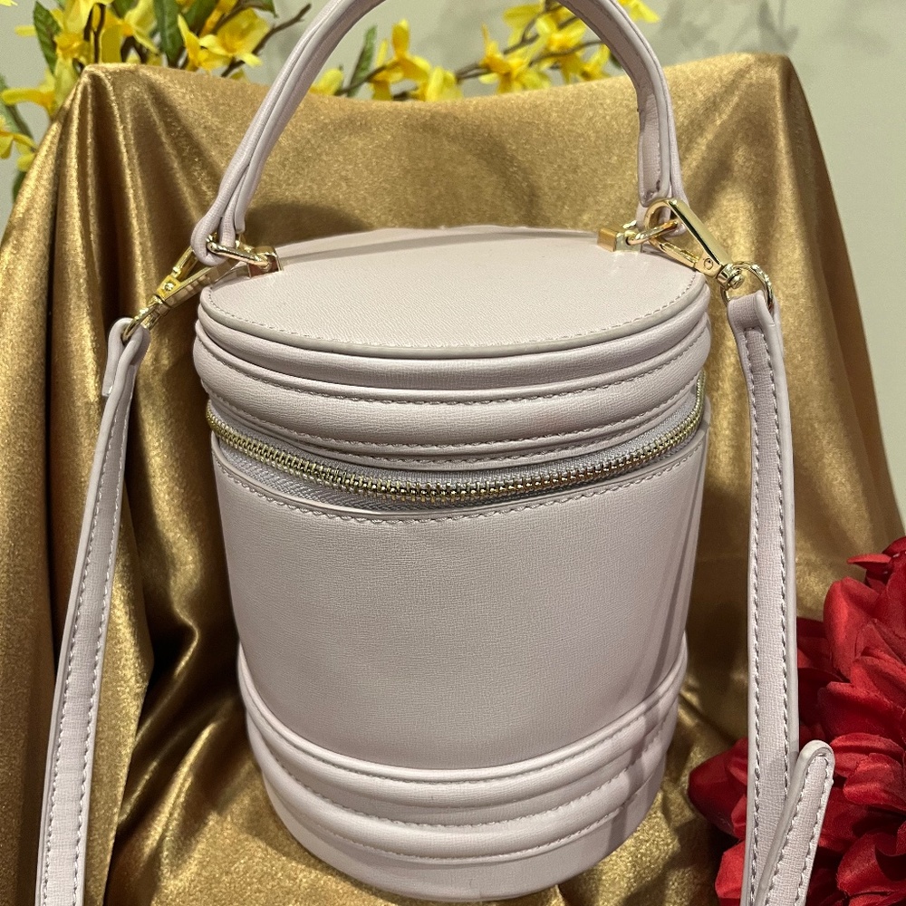 Vintage Melie Bianco Lavender Cylinder Bucket Crossbody Handbag